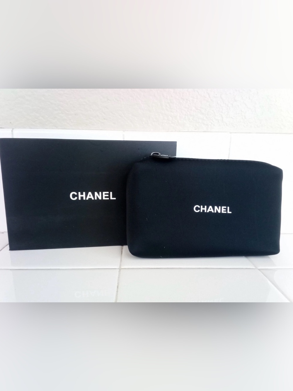 CC GWP Black and White Logo Zip Pouch